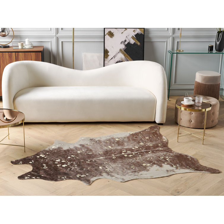 Elleen Animal Print Machine Woven Cowhide Brown Area Rug